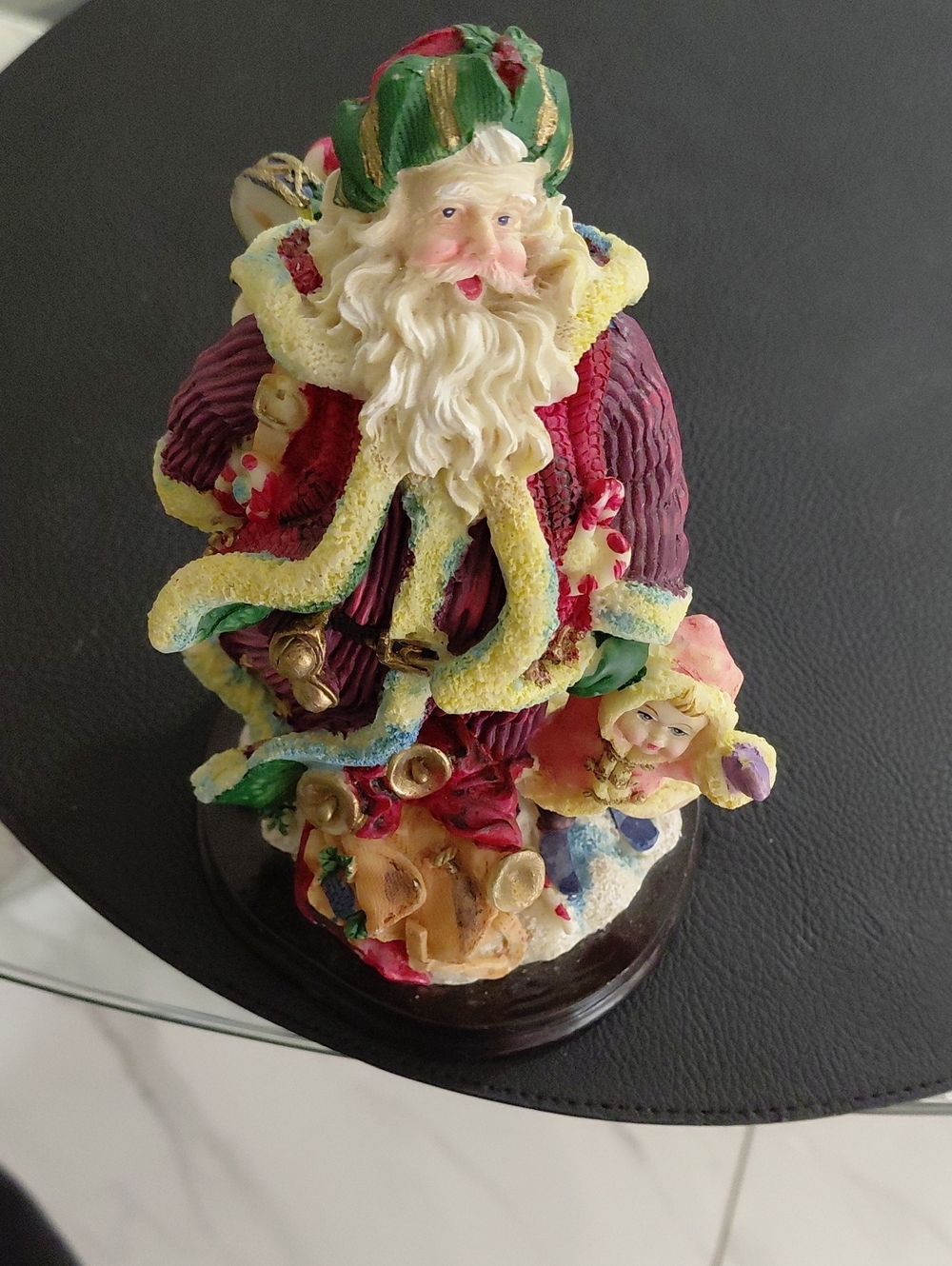 Festive Santa Figurine in Red and Green - Holiday Home Decor